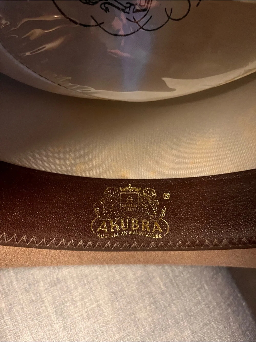 Down Under Akubra Fur Felt Hat made in Australia with Brown Leather Inner Band